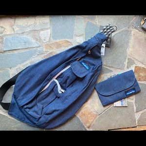 Kavu Denim Rope Bag And Matching Wallet